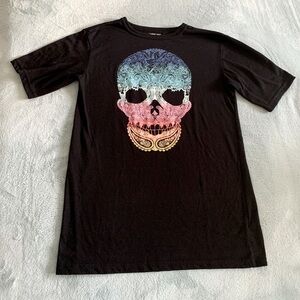 Cherokee Rainbow Skull Black Sleepwear Tee Shirt